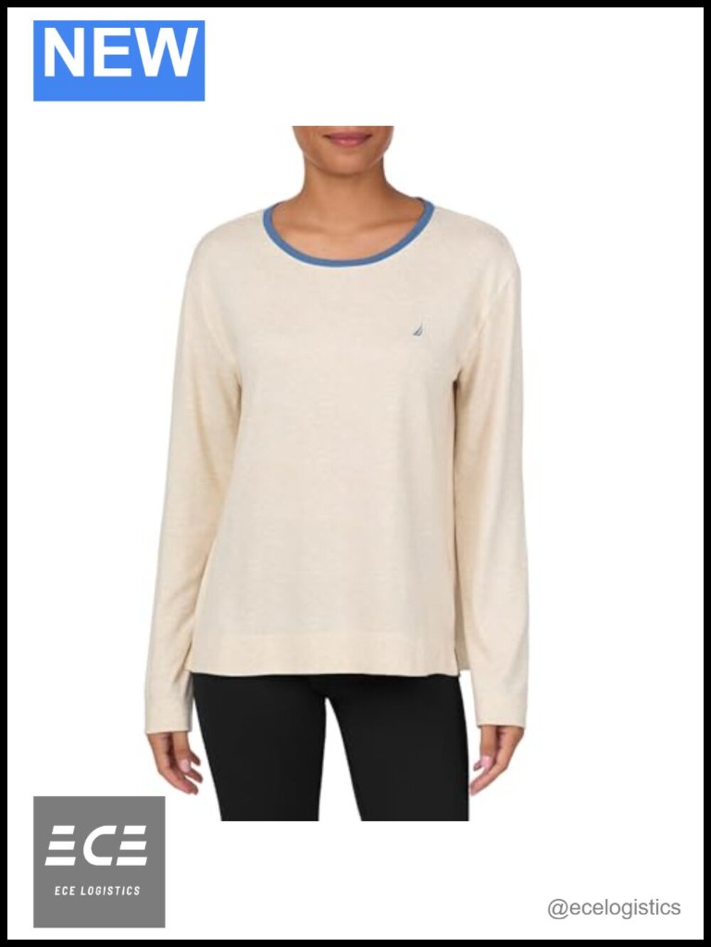 Sweater Knit Long Sleeve Crewneck Pajama Top Lounge Shirt Women